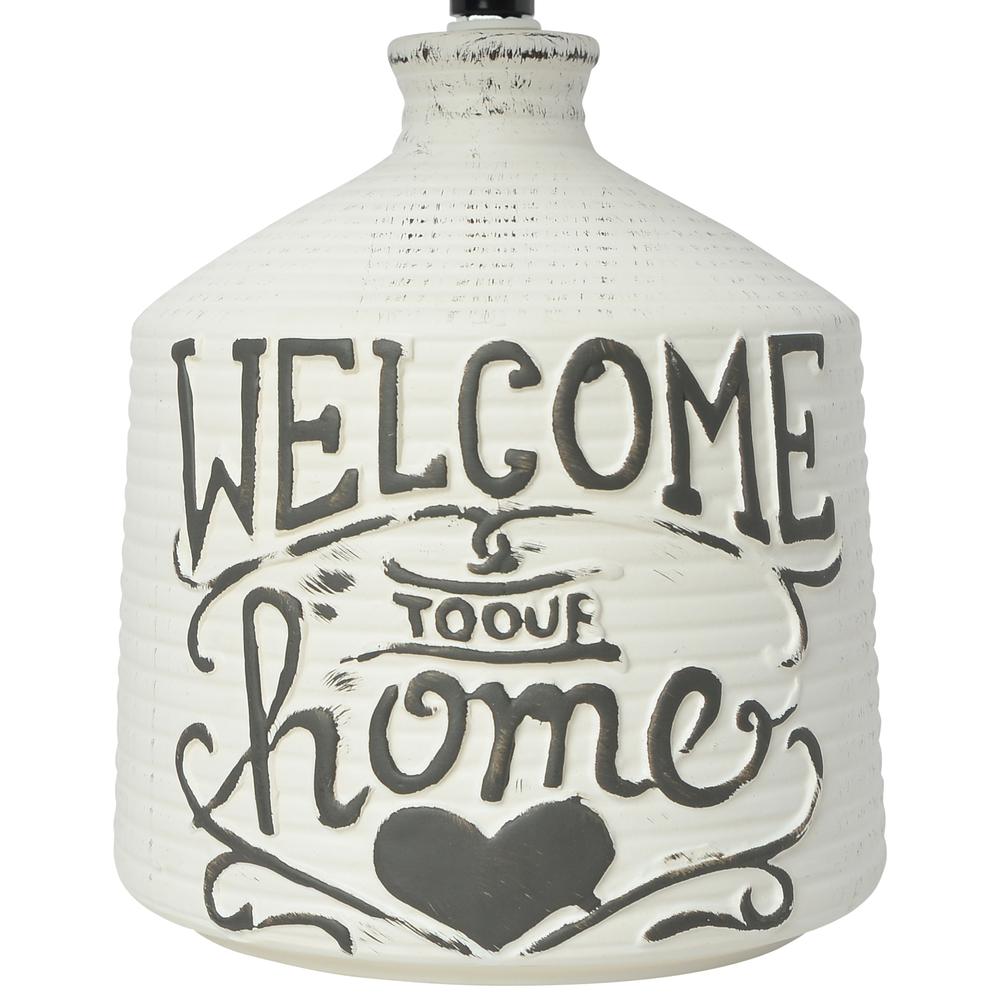 Welcome Home Rustic Ceramic Farmhouse Foyer  Table Lamp. Picture 4