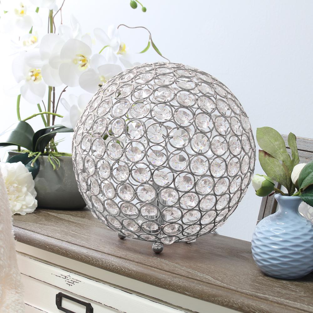 Elegant Designs Elipse 10 Inch Crystal Ball Sequin Table Lamp, Chrome