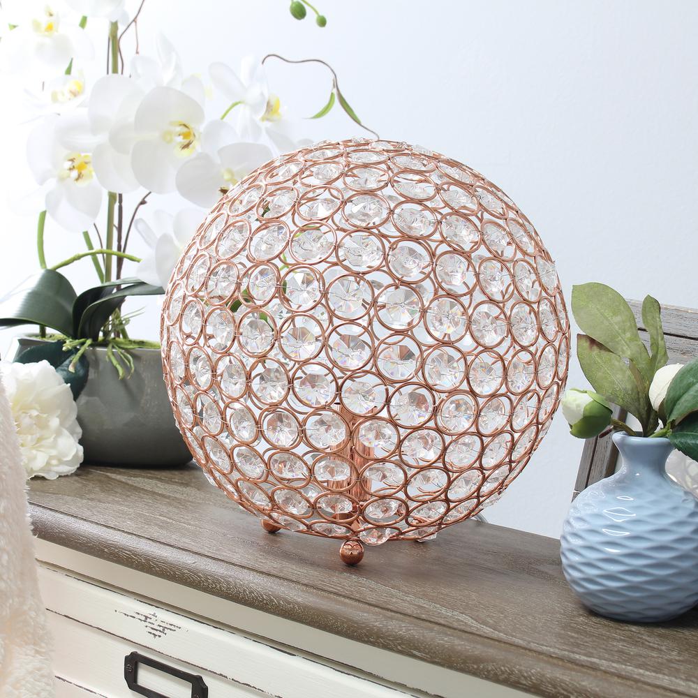 10 Inch Crystal Ball Sequin Table Lamp, Rose Gold. Picture 1