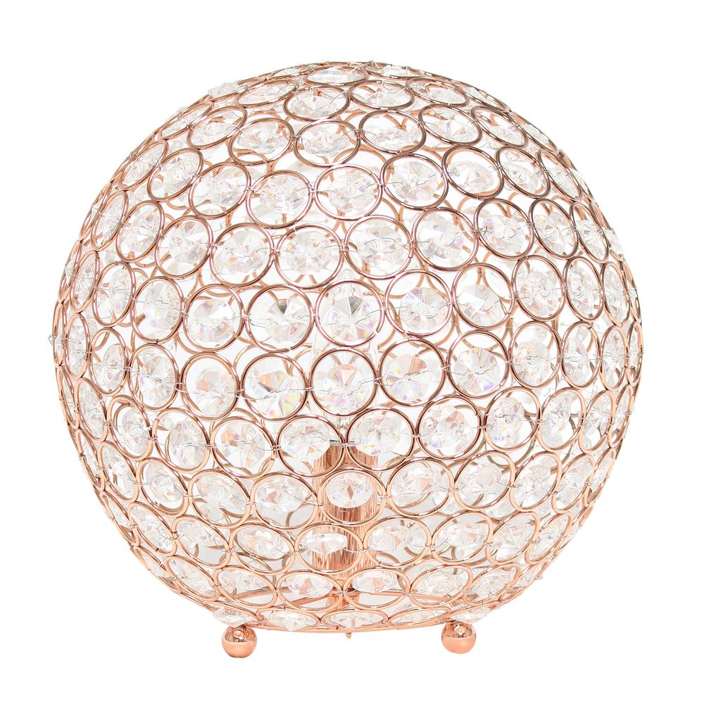 10 Inch Crystal Ball Sequin Table Lamp, Rose Gold. Picture 7