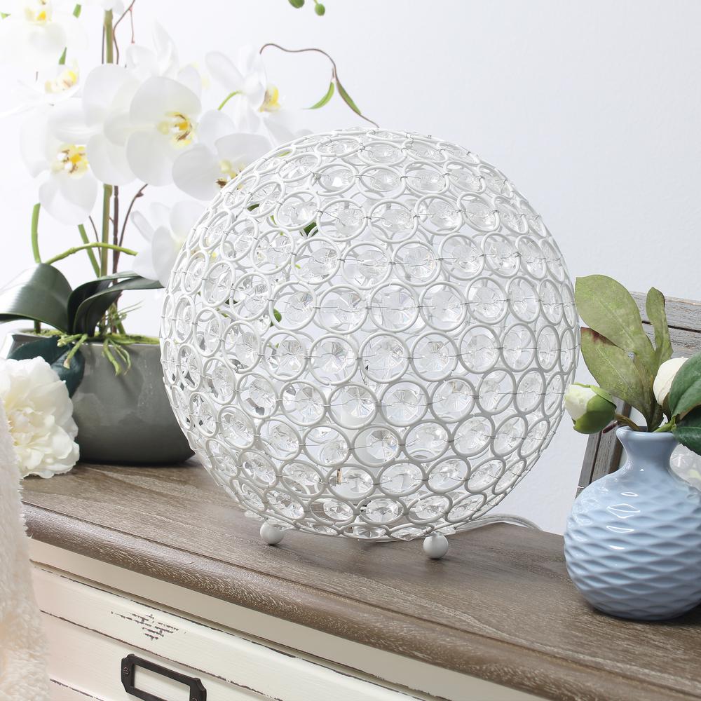 10 Inch Crystal Ball Sequin Table Lamp, White. Picture 1