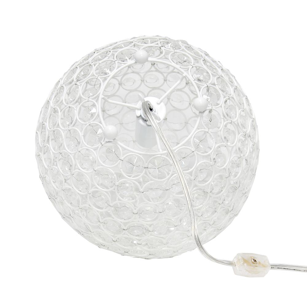 Elegant Designs Elipse 10 Inch Crystal Ball Sequin Table Lamp, White
