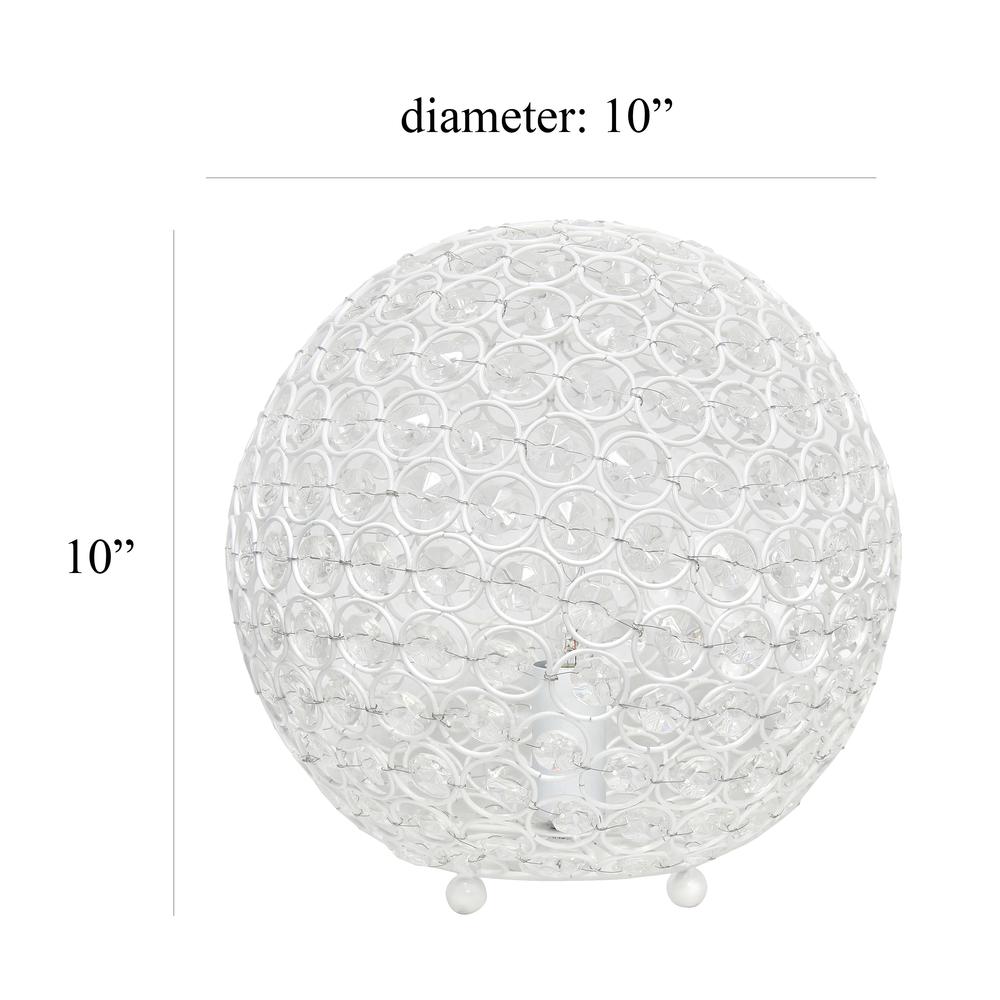 10 Inch Crystal Ball Sequin Table Lamp, White. Picture 5