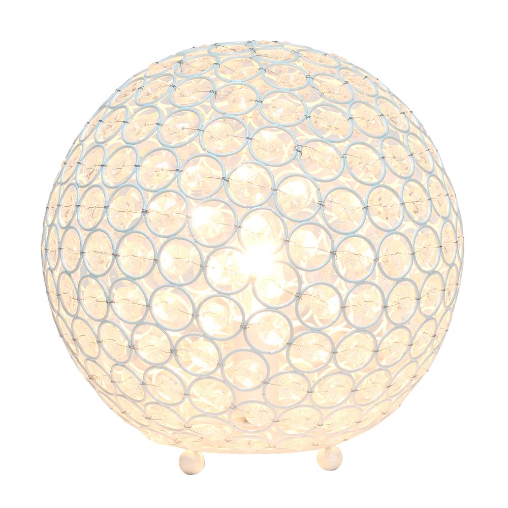 10 Inch Crystal Ball Sequin Table Lamp, White. Picture 8