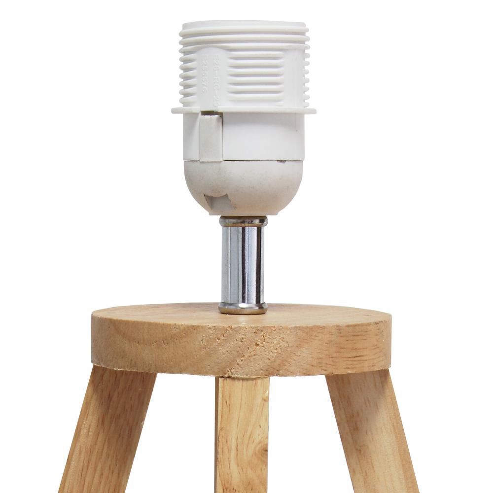 Interlocked Triangular Natural Wood Table Lamp with White Fabric Shade. Picture 7
