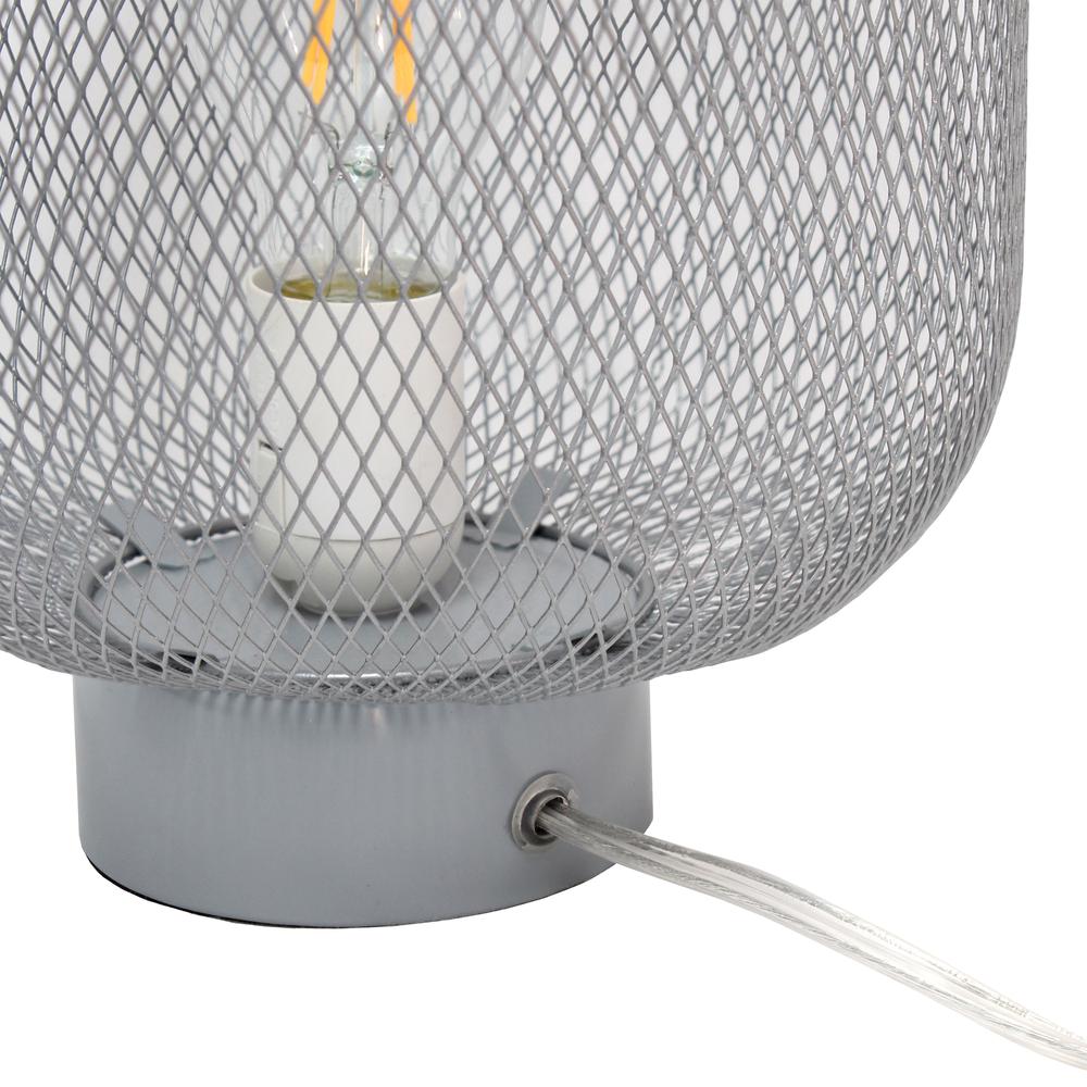 White Metal Mesh Industrial Table Lamp. Picture 1