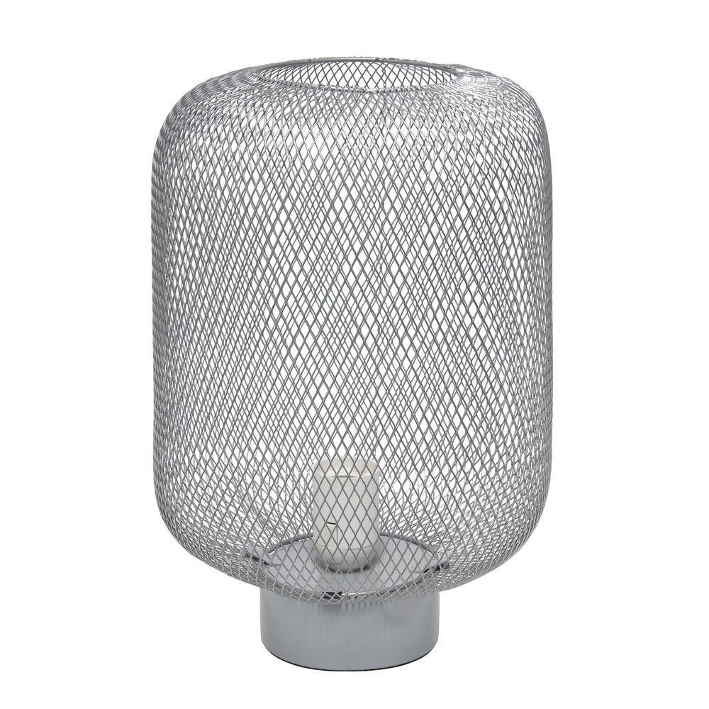 White Metal Mesh Industrial Table Lamp. Picture 6
