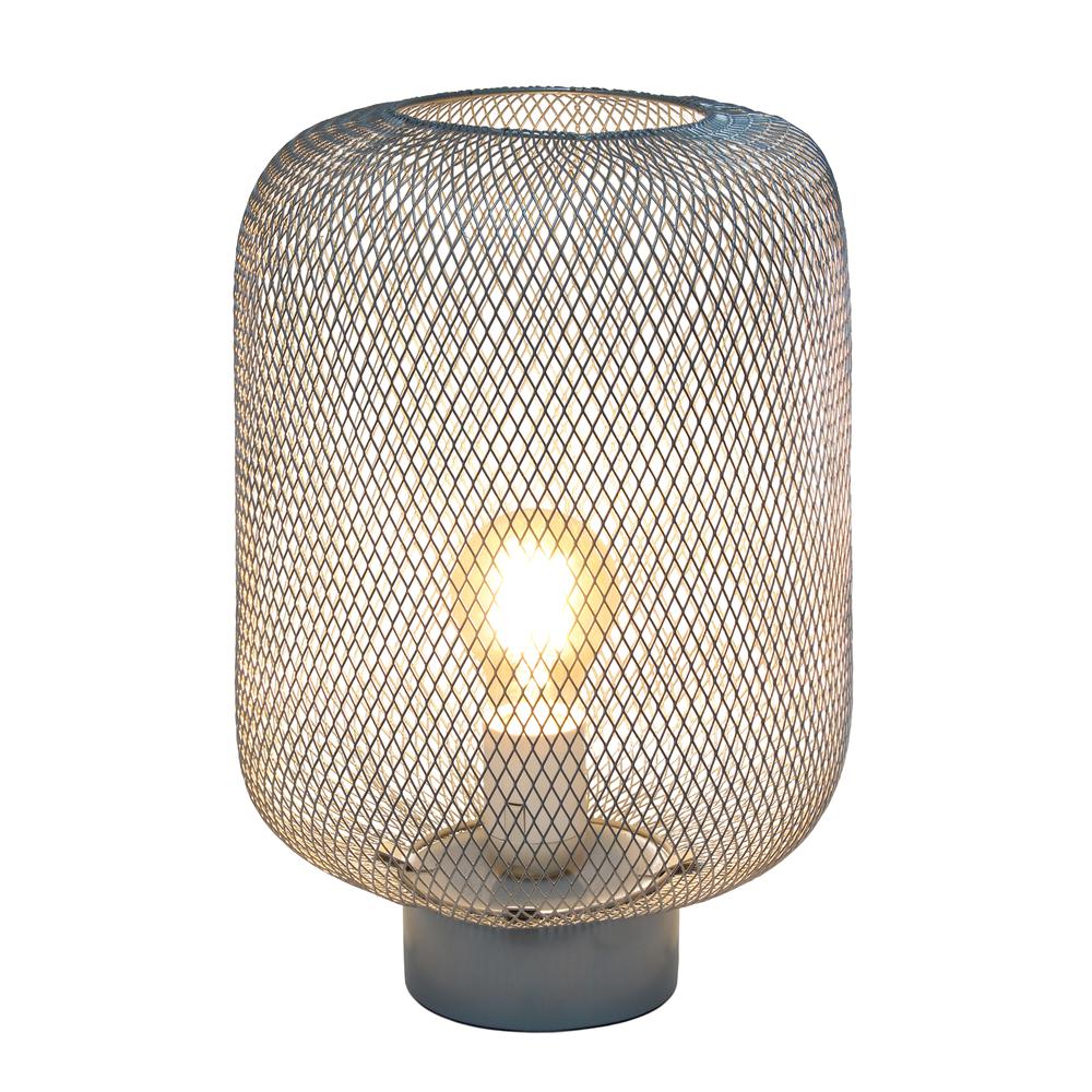 White Metal Mesh Industrial Table Lamp. Picture 8