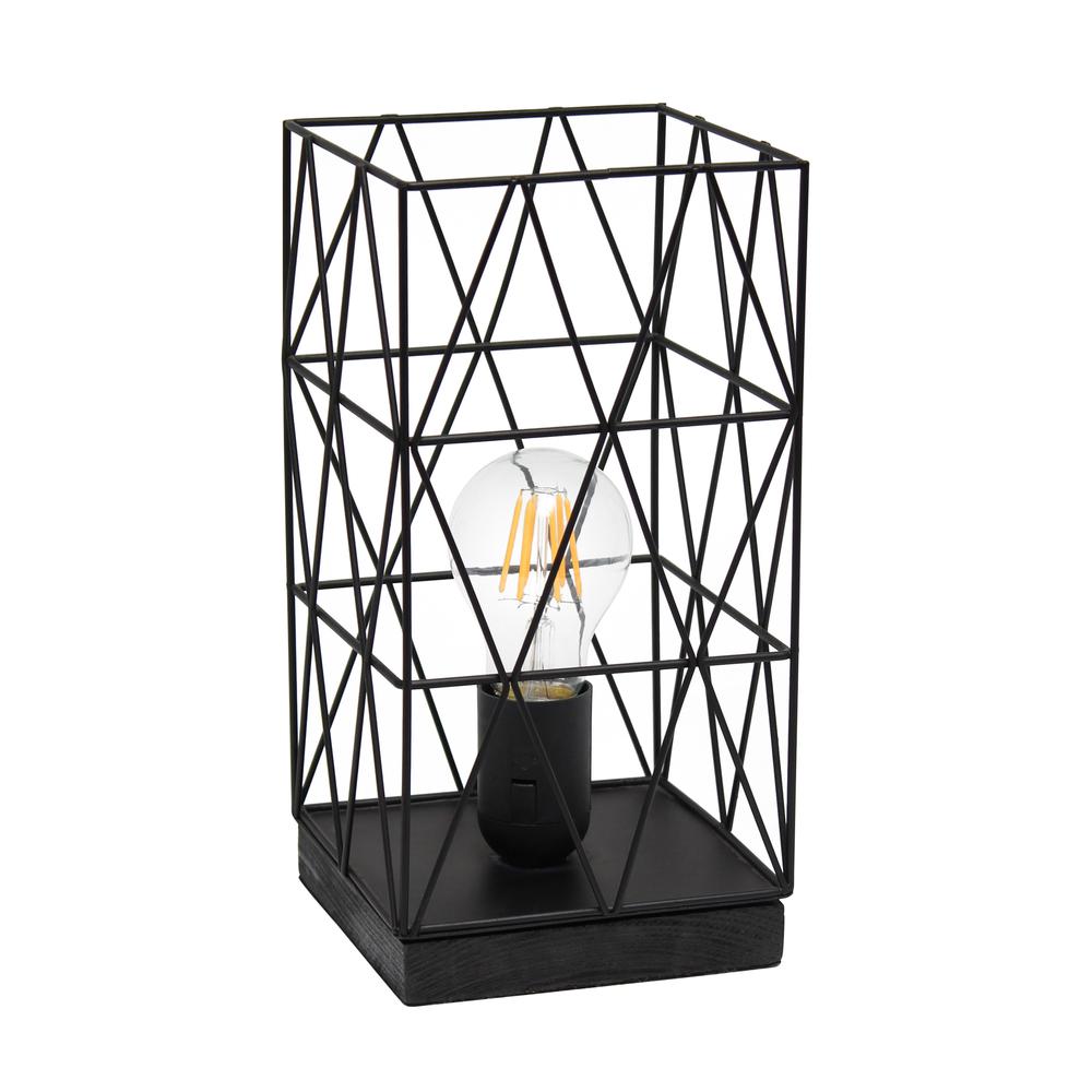 Black Geometric Square Metal Table Lamp. Picture 7