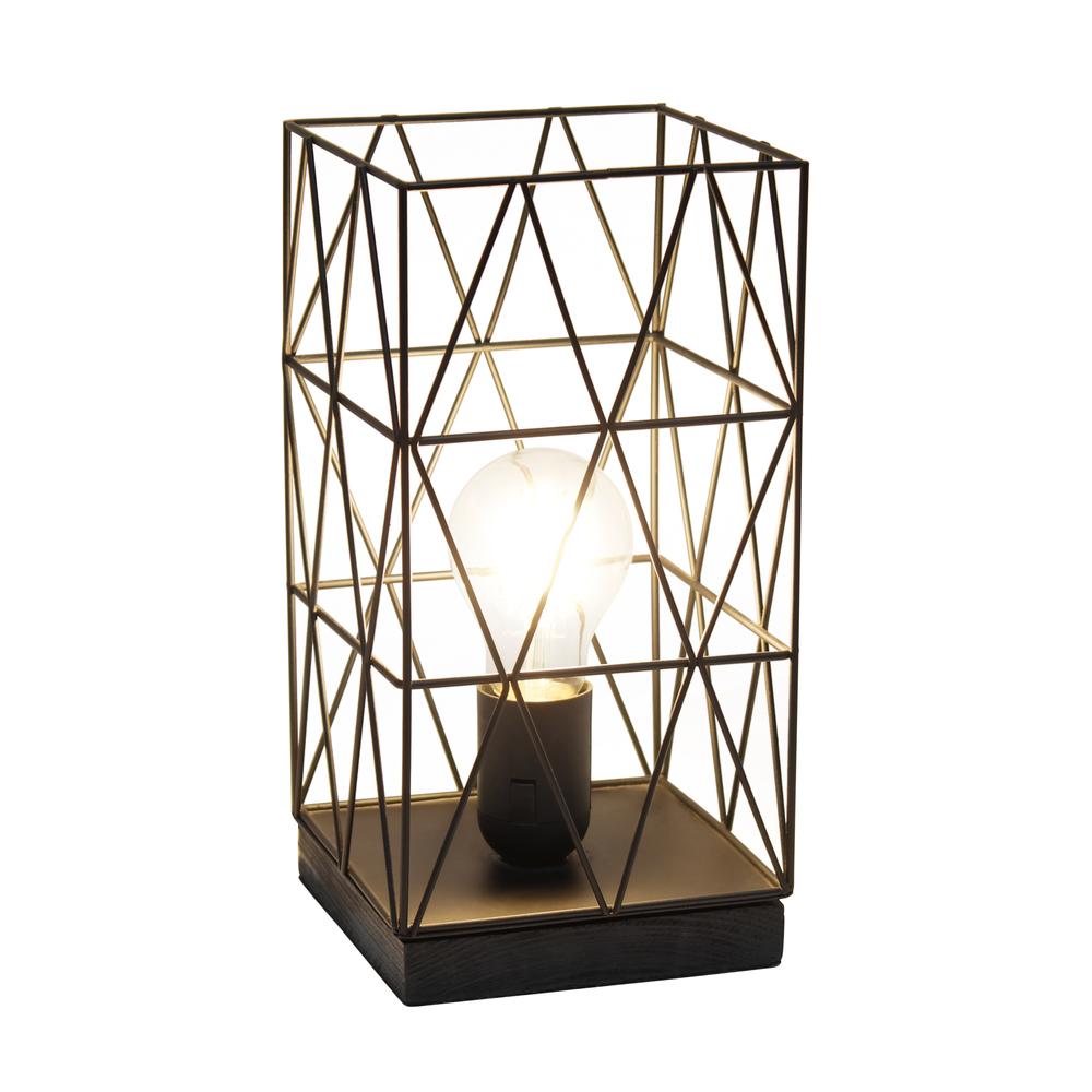 Black Geometric Square Metal Table Lamp. Picture 8