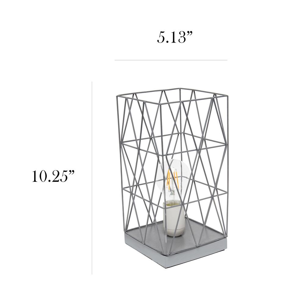 Simple Designs White Geometric Square Metal Table Lamp