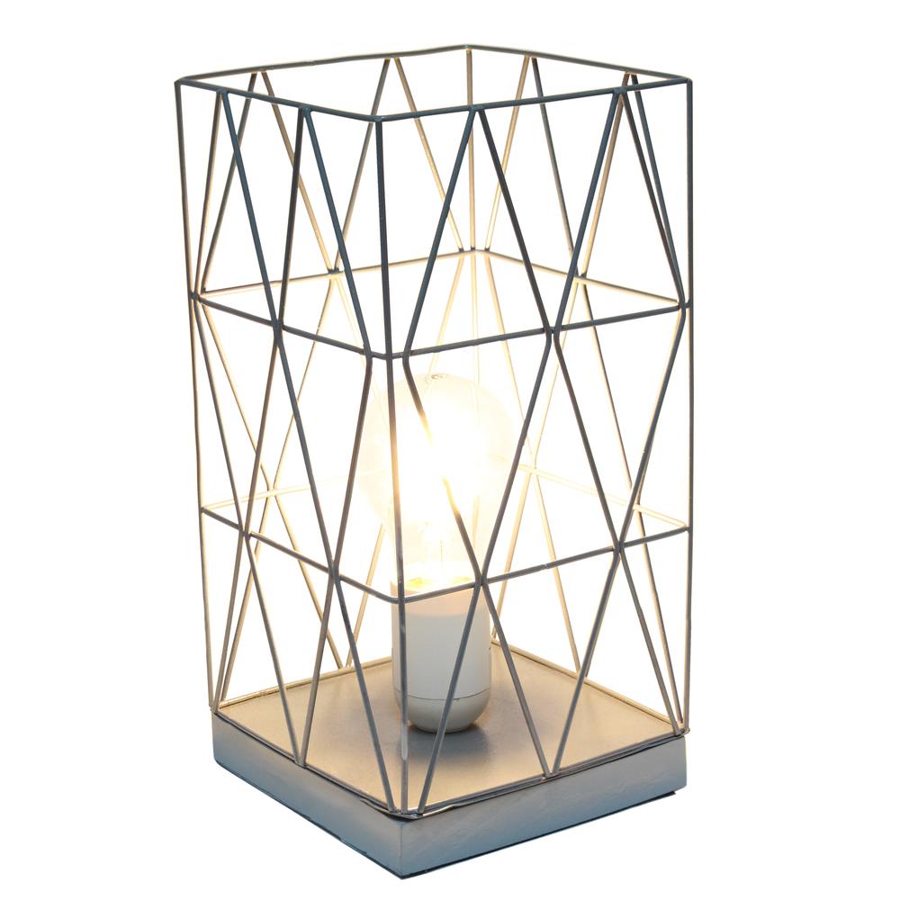 White Geometric Square Metal Table Lamp. Picture 8