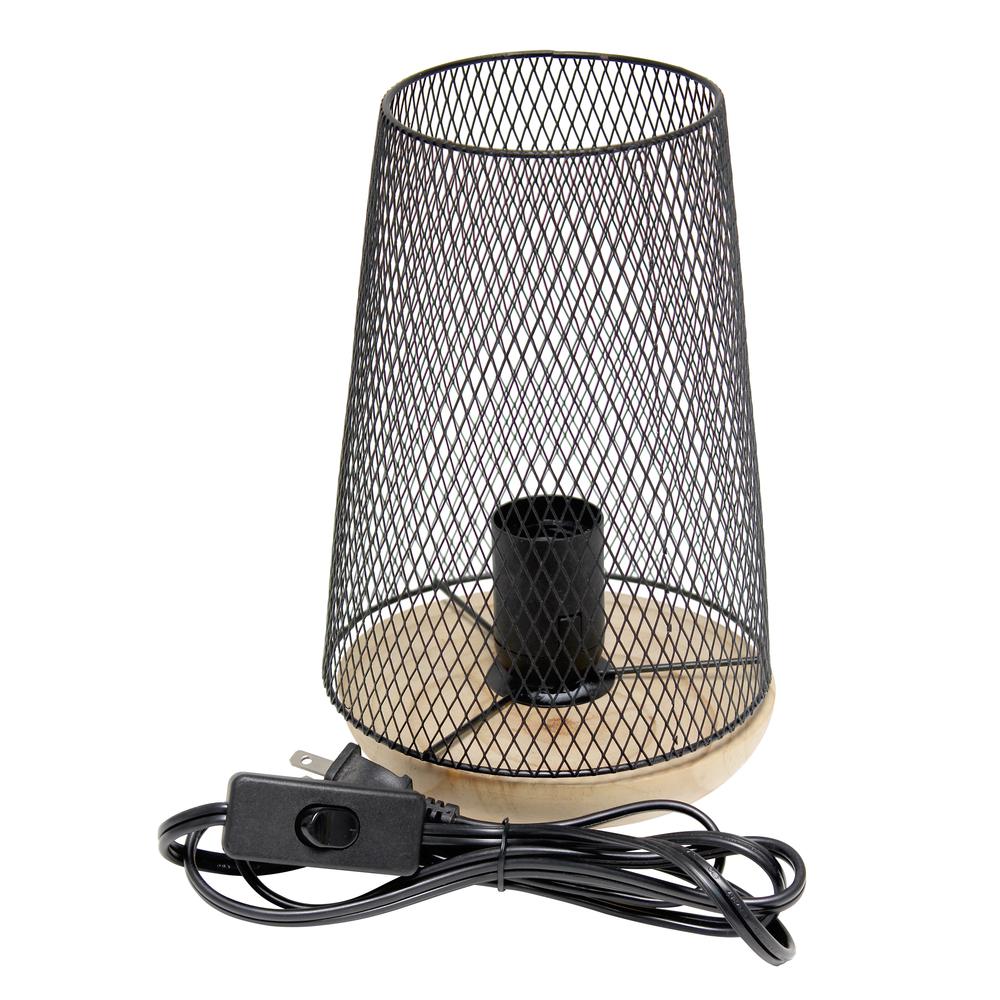 Black Wired Mesh Uplight Table Lamp. Picture 1