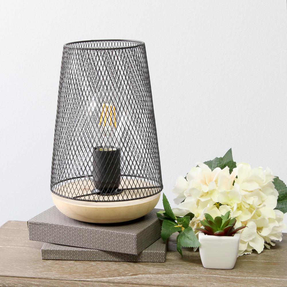 Black Wired Mesh Uplight Table Lamp. Picture 2