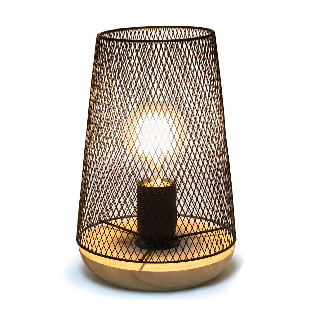 Black Wired Mesh Uplight Table Lamp. Picture 8