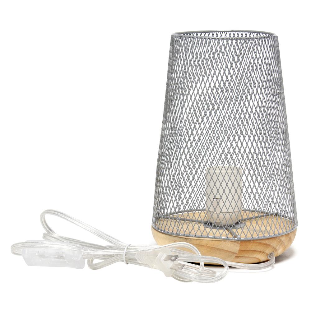 White Wired Mesh Uplight Table Lamp. Picture 1