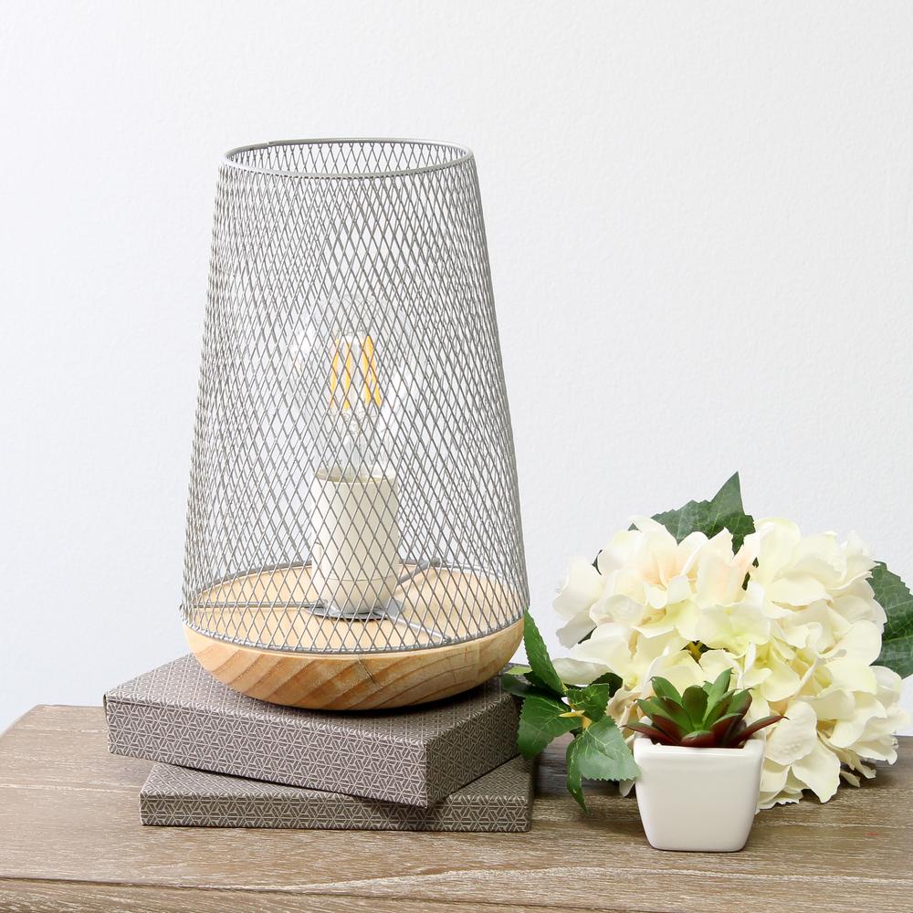 White Wired Mesh Uplight Table Lamp. Picture 2