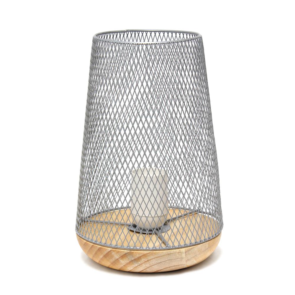 White Wired Mesh Uplight Table Lamp. Picture 6