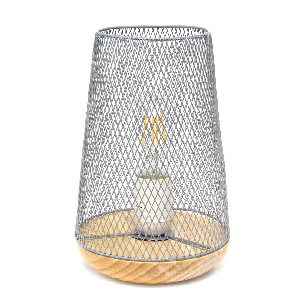 White Wired Mesh Uplight Table Lamp. Picture 7
