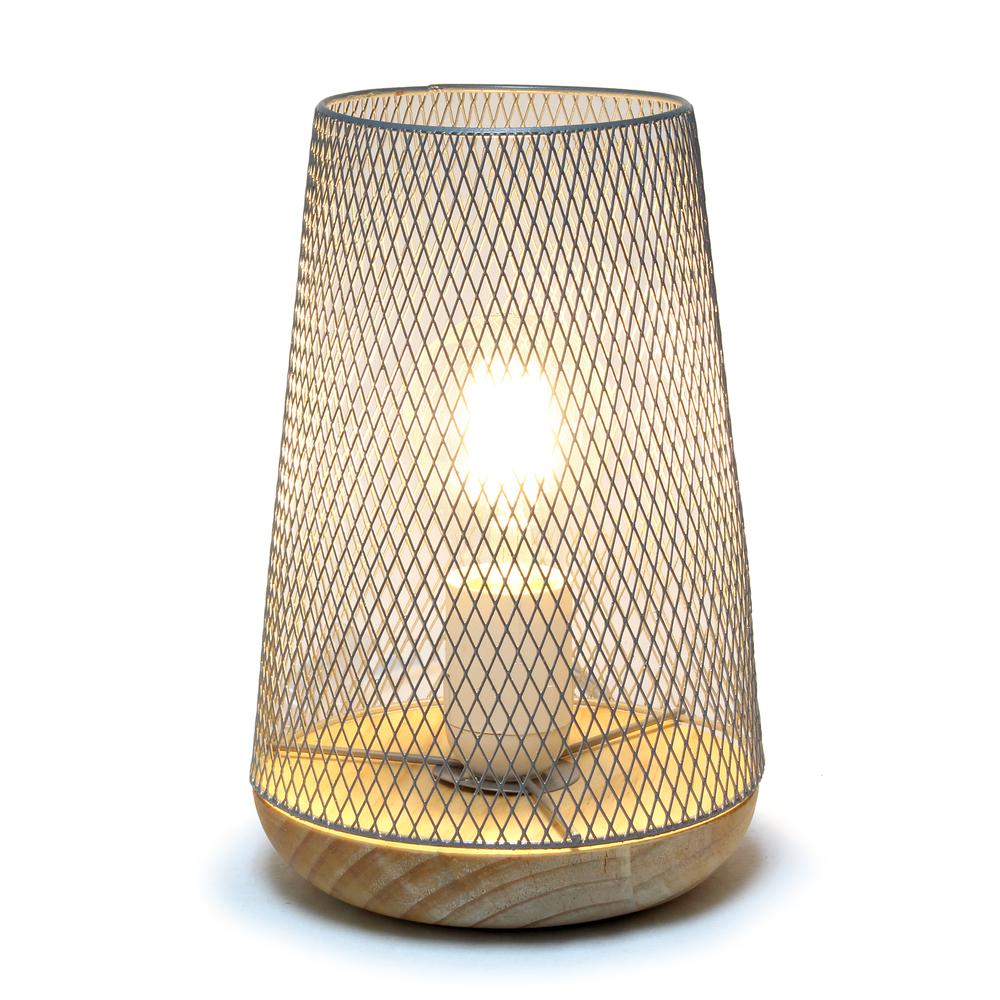 White Wired Mesh Uplight Table Lamp. Picture 8