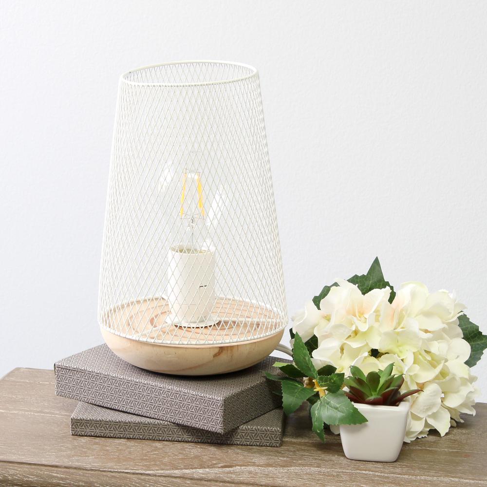 Simple Designs Gray Wired Mesh Uplight Table Lamp WHITE. Picture 2