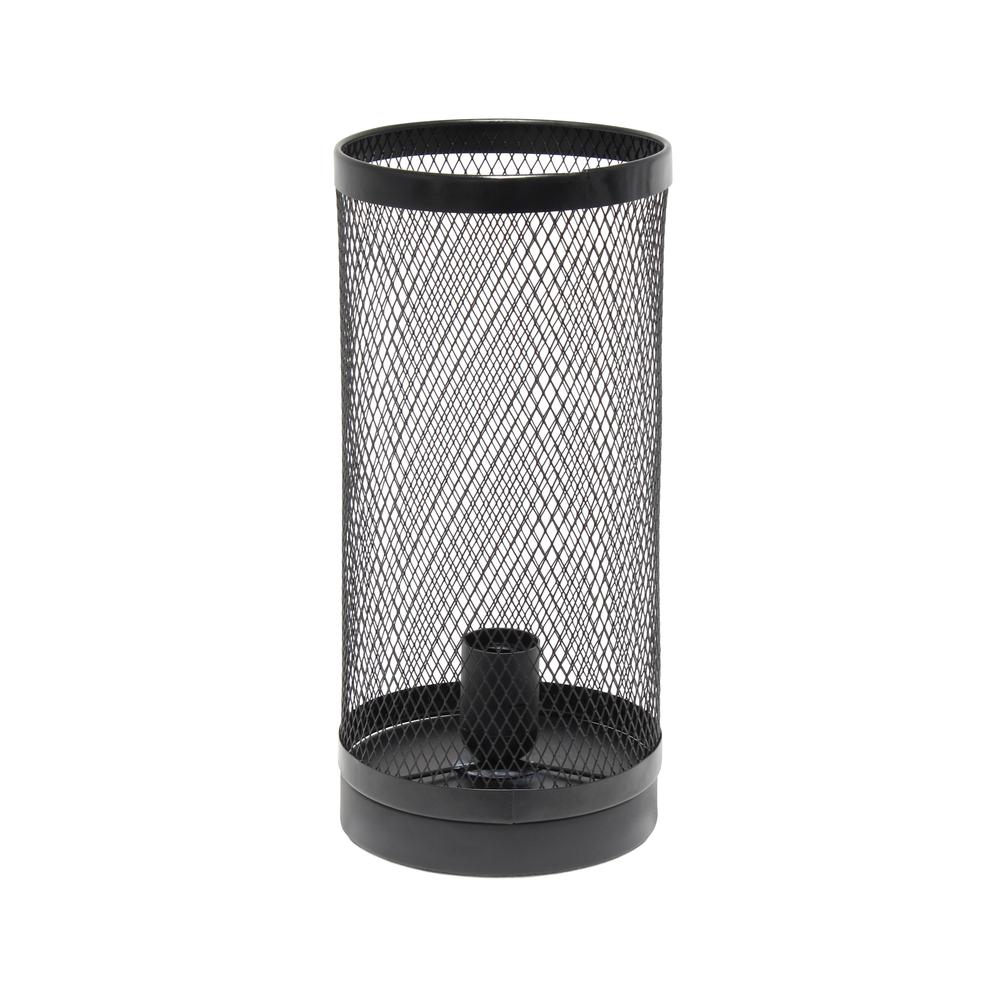 Black Mesh Cylindrical Steel Table Lamp. Picture 4