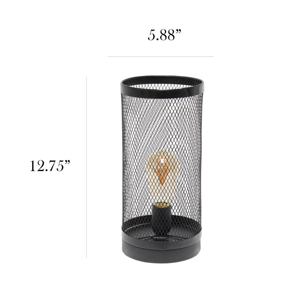 Black Mesh Cylindrical Steel Table Lamp. Picture 5