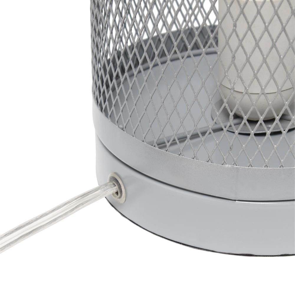 White Mesh Cylindrical Steel Table Lamp. Picture 1