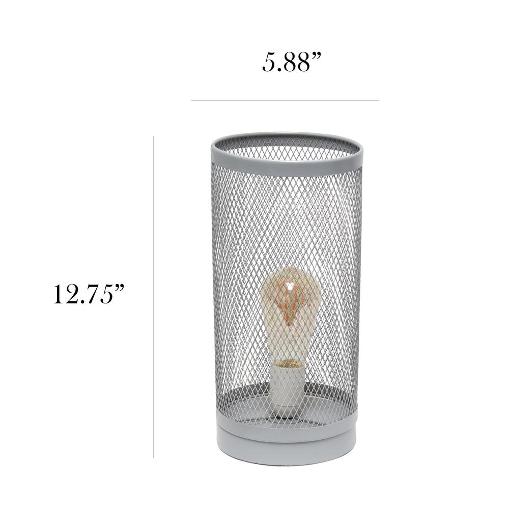 Simple Designs White Mesh Cylindrical Steel Table Lamp