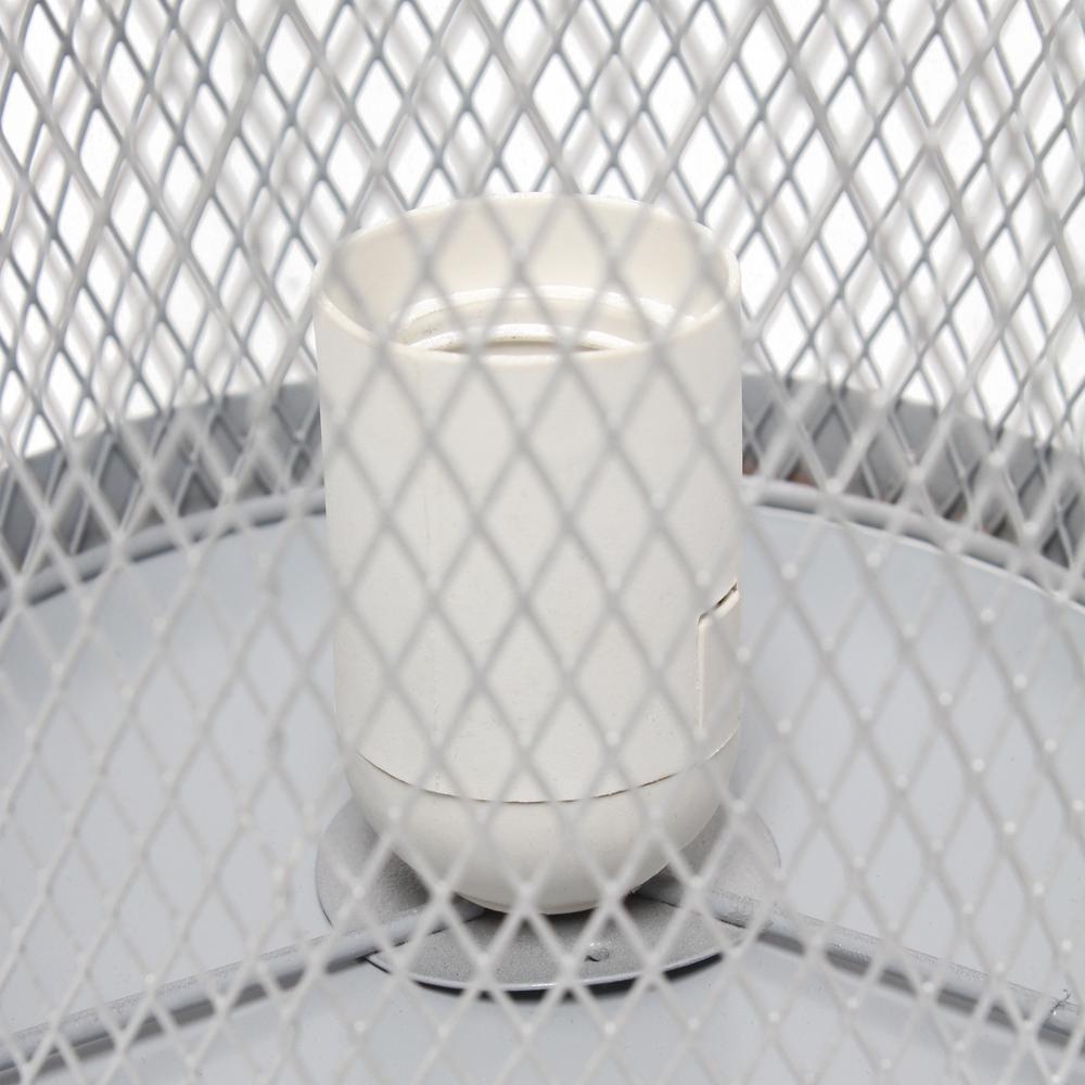 White Mesh Cylindrical Steel Table Lamp. Picture 9