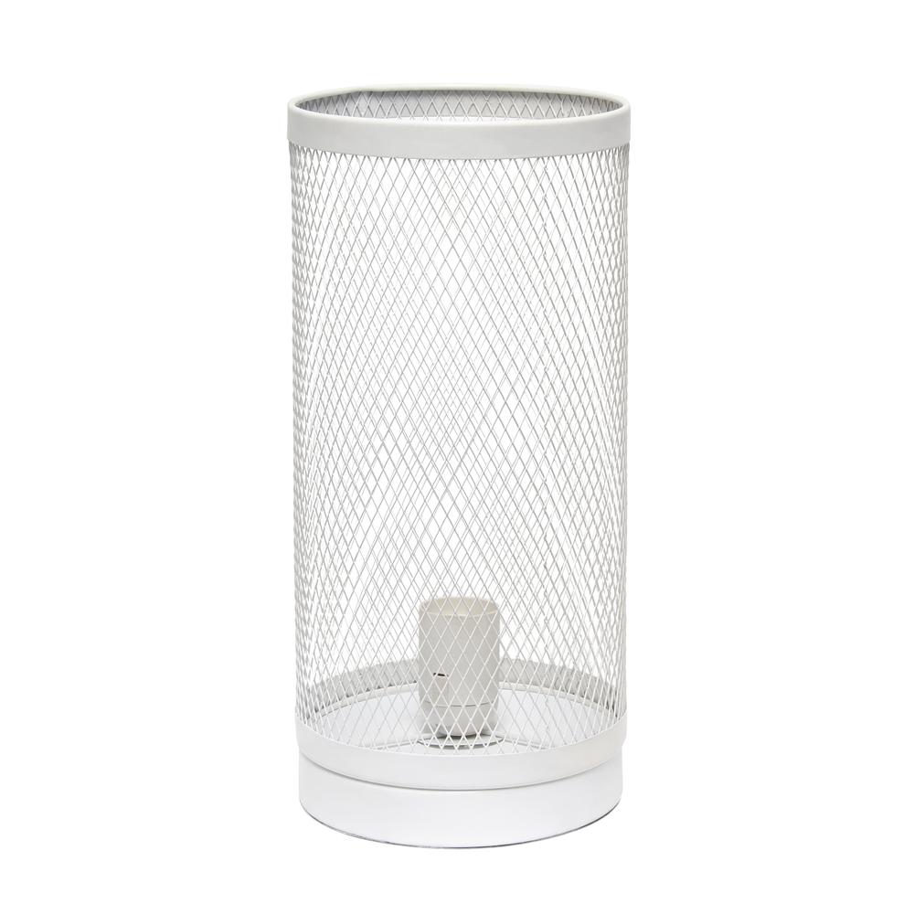 Gray Mesh Cylindrical Steel Table Lamp. Picture 4