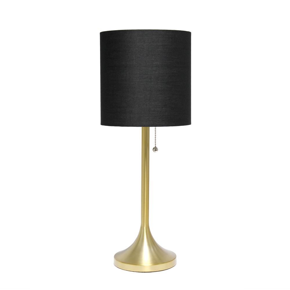 Gold Tapered Table Lamp with Black Fabric Drum Shade. Picture 6