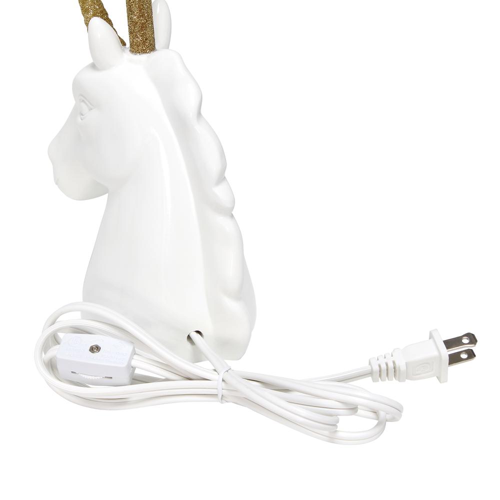 Sparkling Gold and White Unicorn Table Lamp. Picture 1