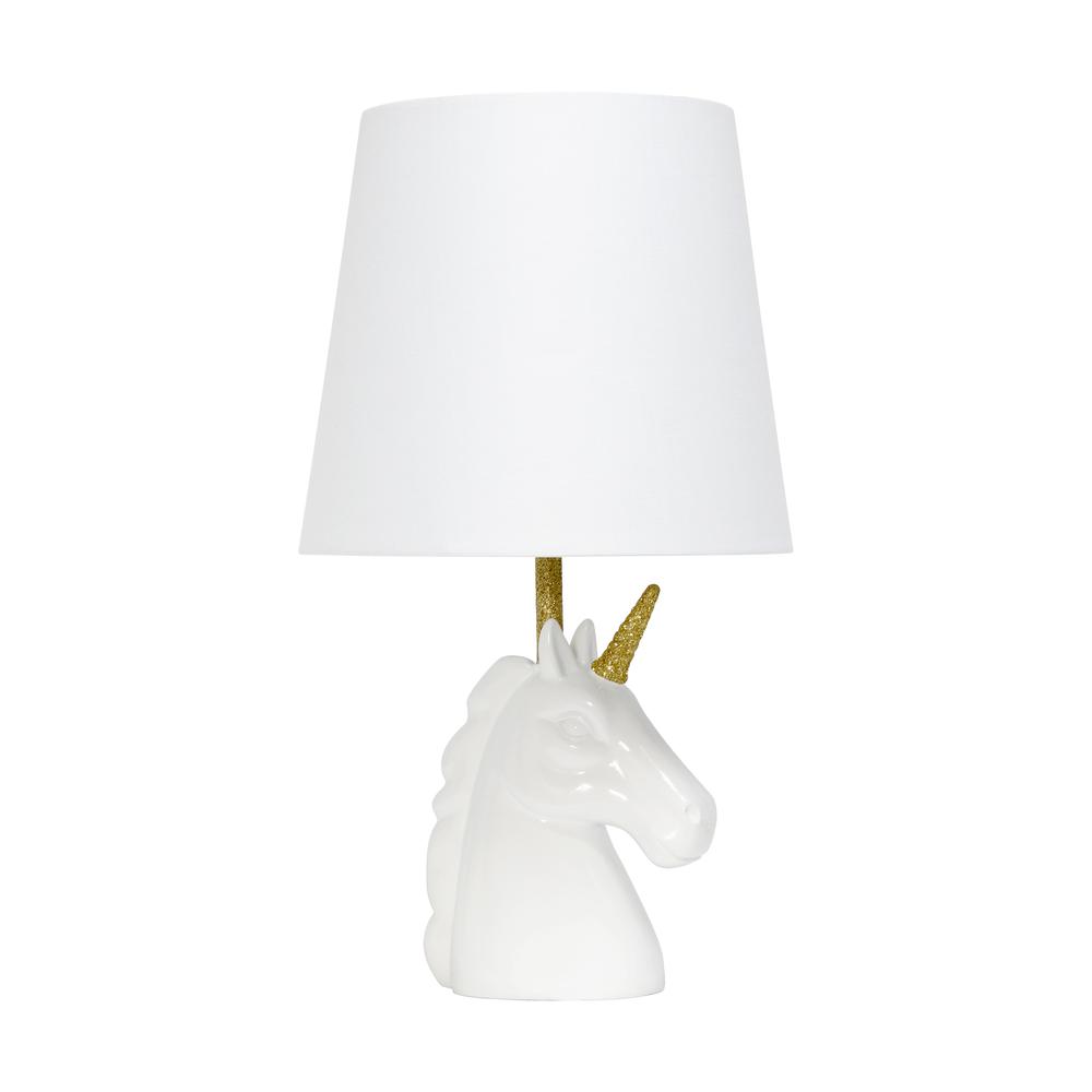 Sparkling Gold and White Unicorn Table Lamp. Picture 7