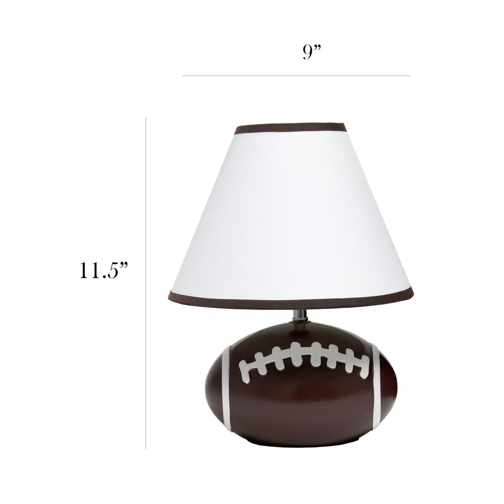 Simple Designs SportsLite 11.5" Tall Athletic Sports Baseball Base Ceramic Bedside Table Desk LampWhite Shade with Brown Trim. Picture 6