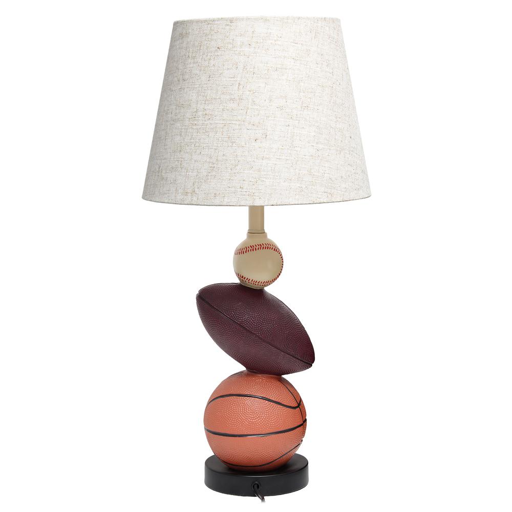 Simple Designs SportsLite 22" Tall Popular Sports Combo Basketball, Baseball, Football Table Desk Lamp Light Beige. Picture 2