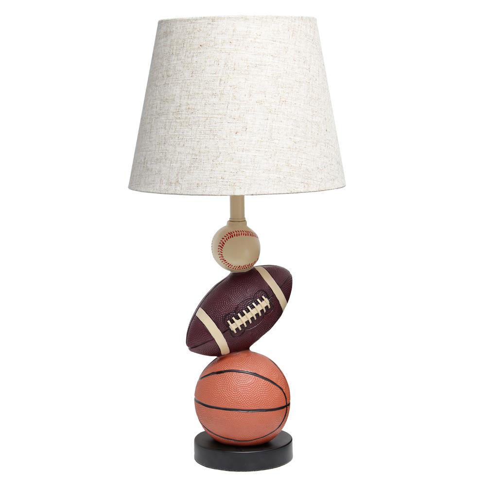 Simple Designs SportsLite 22" Tall Popular Sports Combo Basketball, Baseball, Football Table Desk Lamp Light Beige. Picture 11