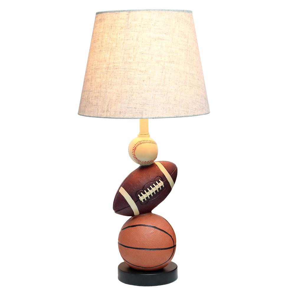 Simple Designs SportsLite 22" Tall Popular Sports Combo Basketball, Baseball, Football Table Desk Lamp Light Beige. Picture 12
