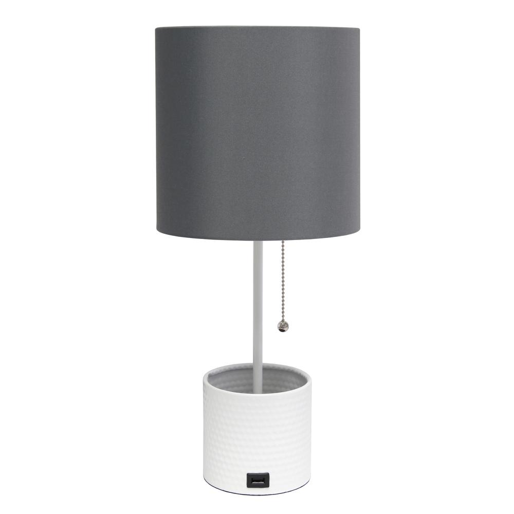 White Hammered Metal Organizer Table Lamp. Picture 9