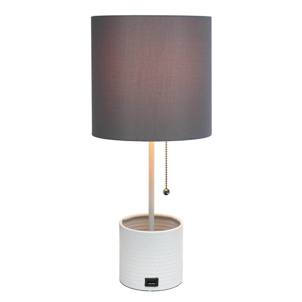 Hammered Metal Organizer Table Lamp with USB charging port. Picture 10