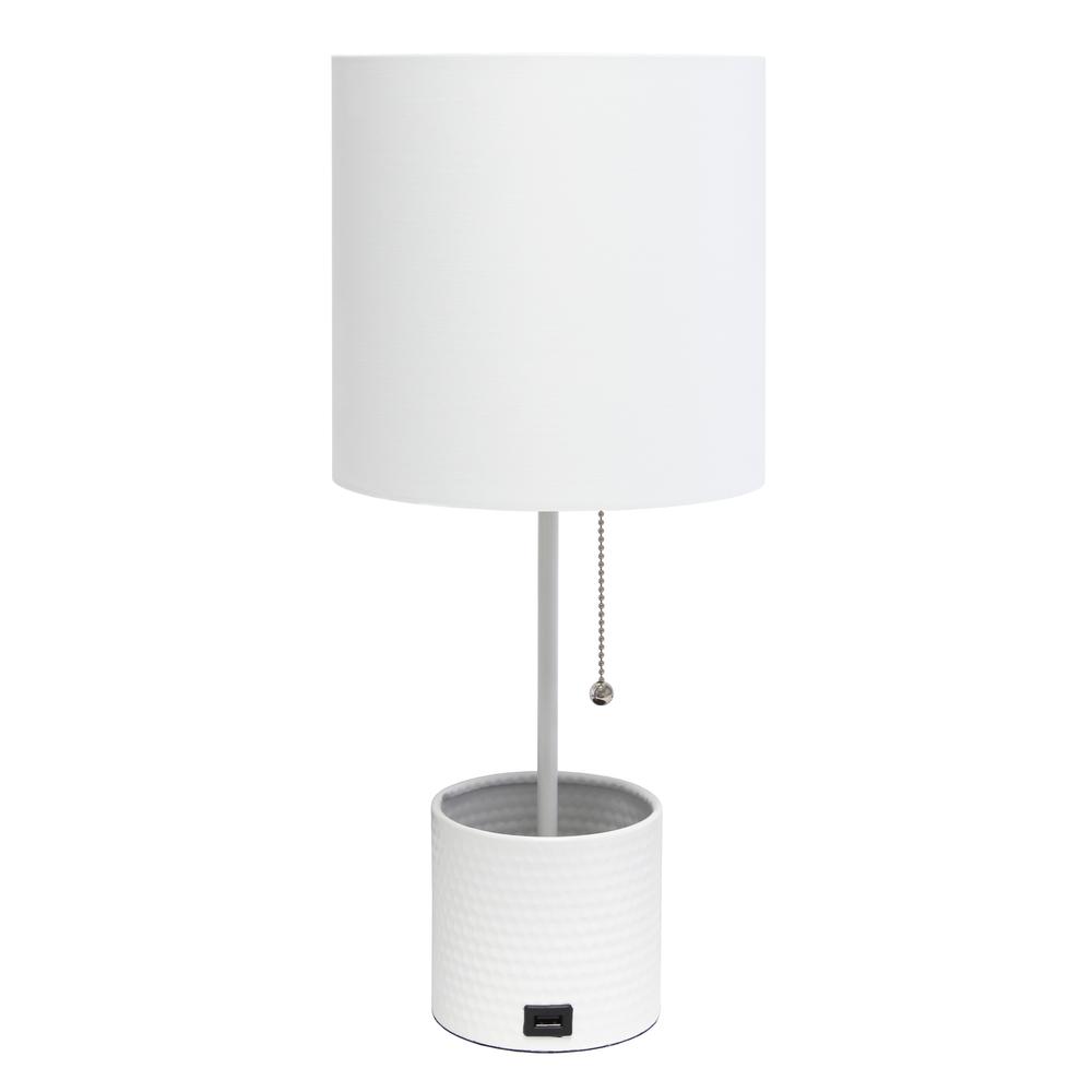 Hammered Metal Organizer Table Lamp with USB charging port. Picture 9