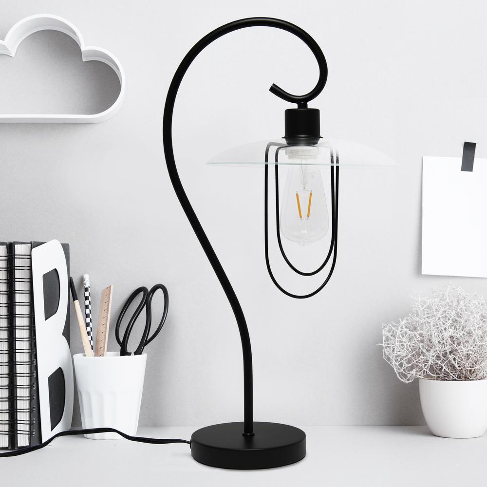 Simple Designs Modern Metal Table Lamp, Black. Picture 3