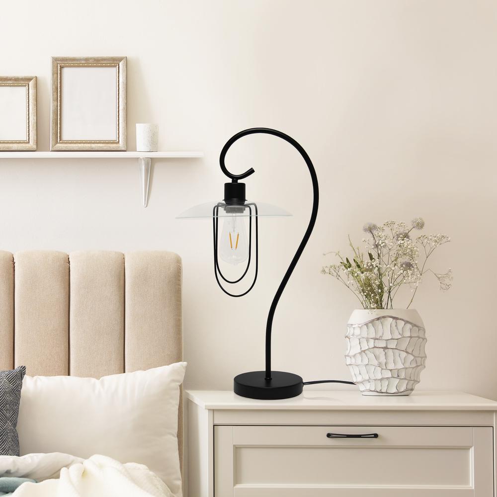 Simple Designs Modern Metal Table Lamp, Black. Picture 6