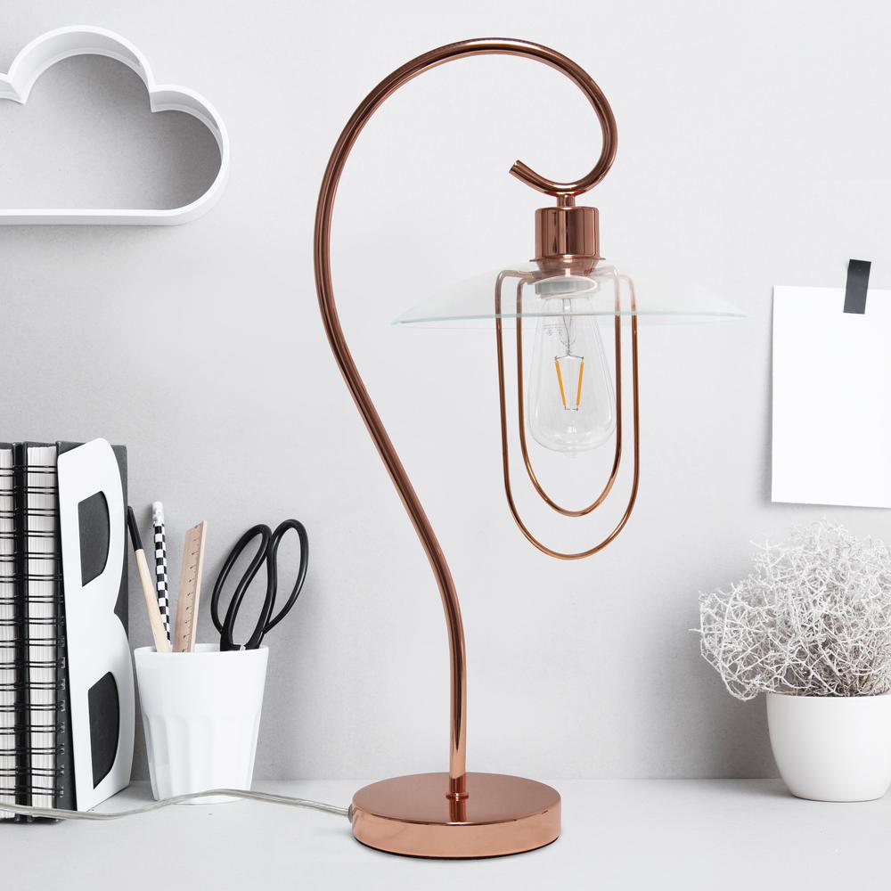 Simple Designs Modern Metal Table Lamp, Rose Gold. Picture 3