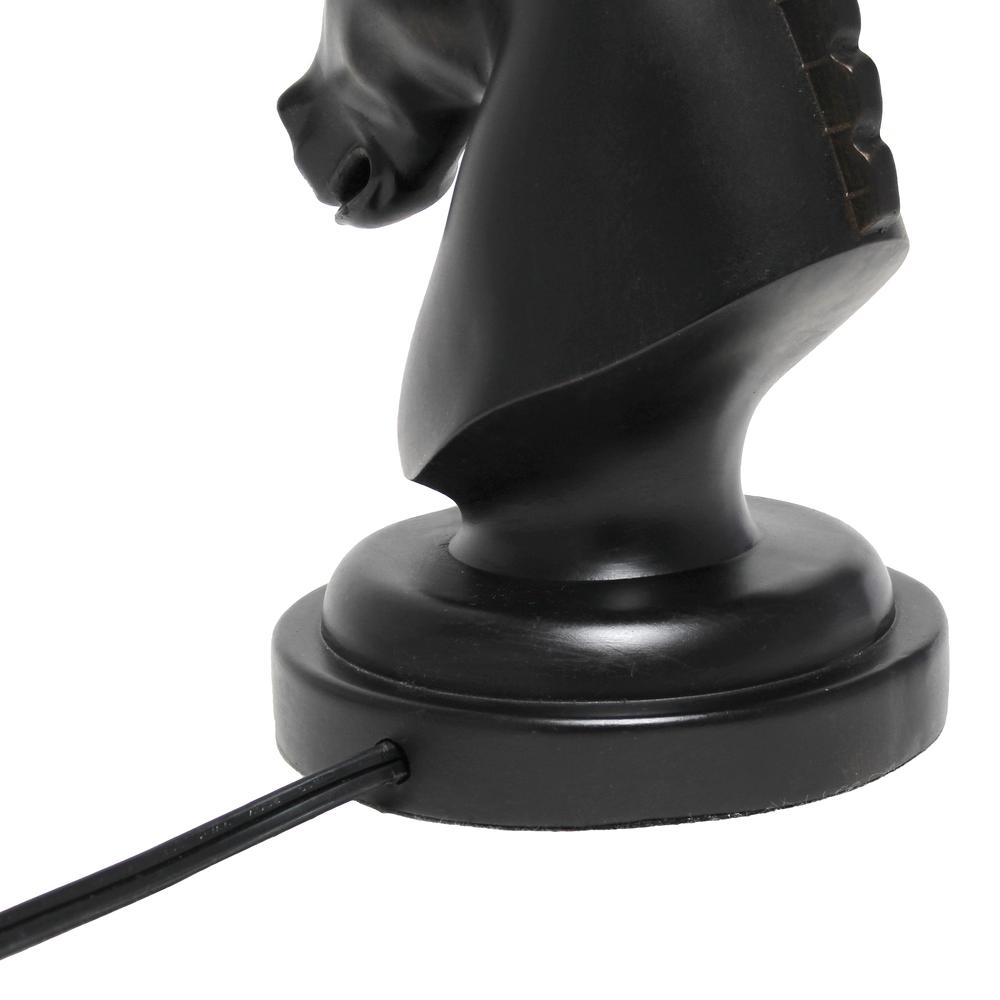 Simple Designs 17.25" Tall Polyresin Decorative Chess Horse Shaped Bedside Table Desk Lamp Black. Picture 3
