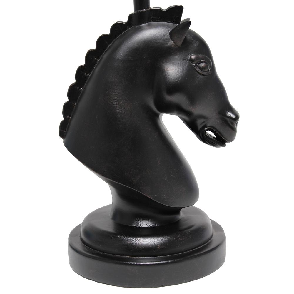 Simple Designs 17.25" Tall Polyresin Decorative Chess Horse Shaped Bedside Table Desk Lamp Black. Picture 5