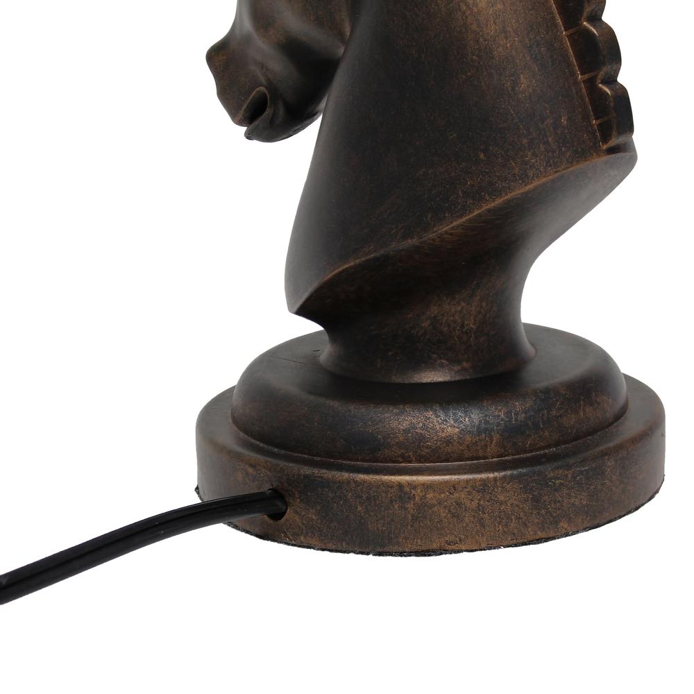 Simple Designs 17.25" Tall Polyresin Decorative Chess Horse Shaped Bedside Table Desk Lamp Dark Bronze. Picture 3