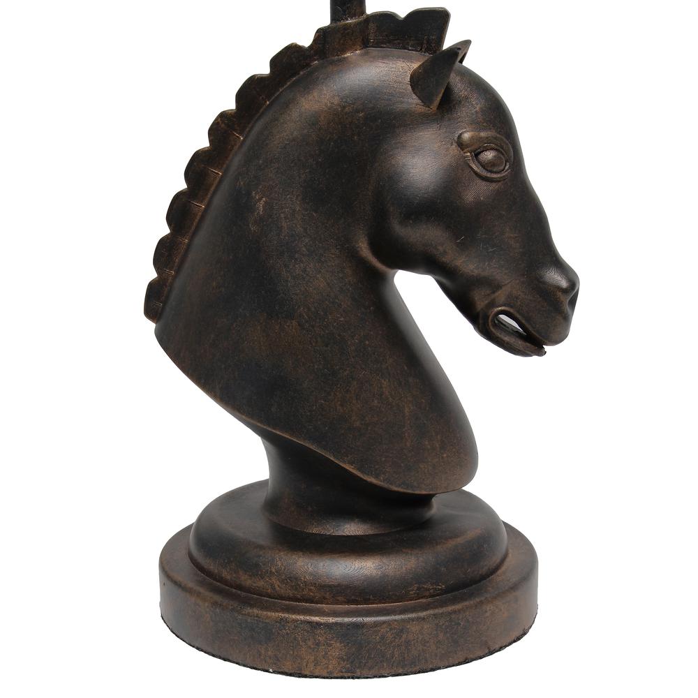 Simple Designs 17.25" Tall Polyresin Decorative Chess Horse Shaped Bedside Table Desk Lamp Dark Bronze. Picture 5