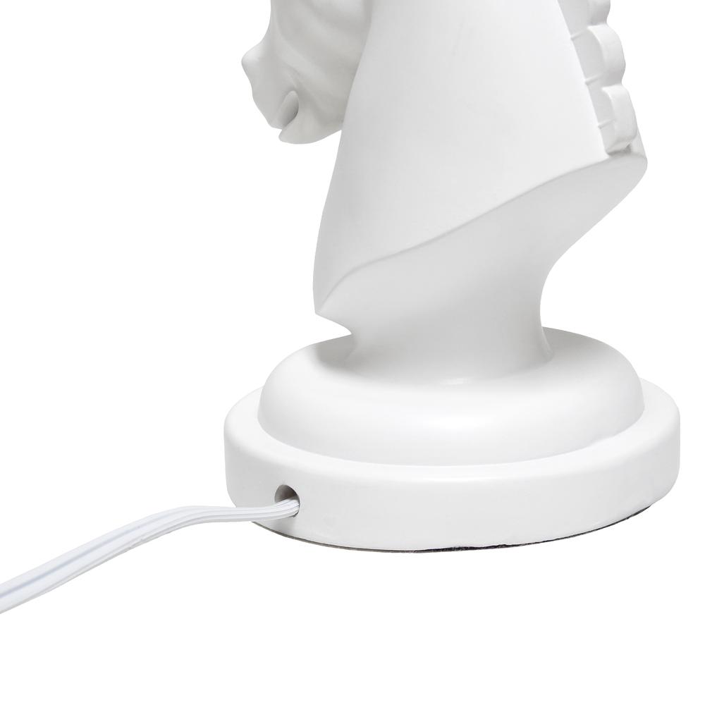 Simple Designs 17.25" Tall Polyresin Decorative Chess Horse Shaped Bedside Table Desk Lamp White. Picture 3