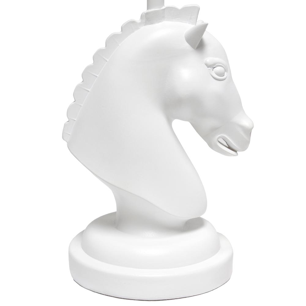 Simple Designs 17.25" Tall Polyresin Decorative Chess Horse Shaped Bedside Table Desk Lamp White. Picture 5
